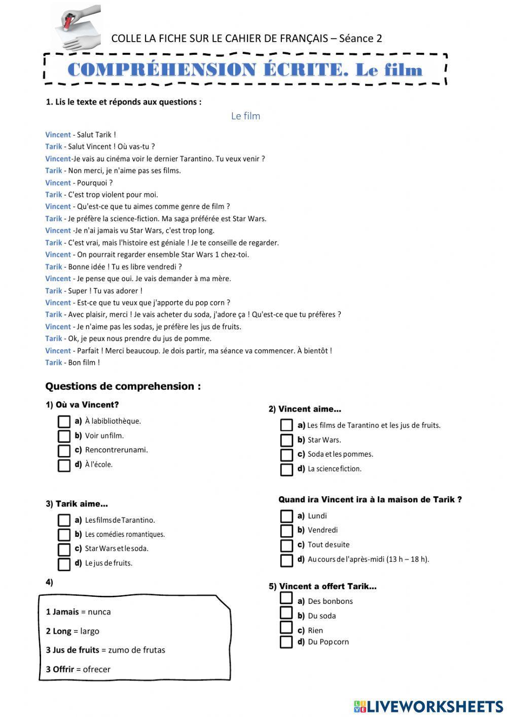 C. Écrite Le film (Les goûts)