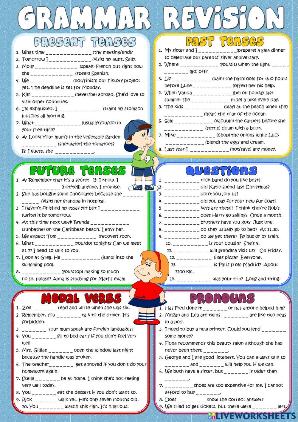 Tenses, modal verbs and pronouns revision