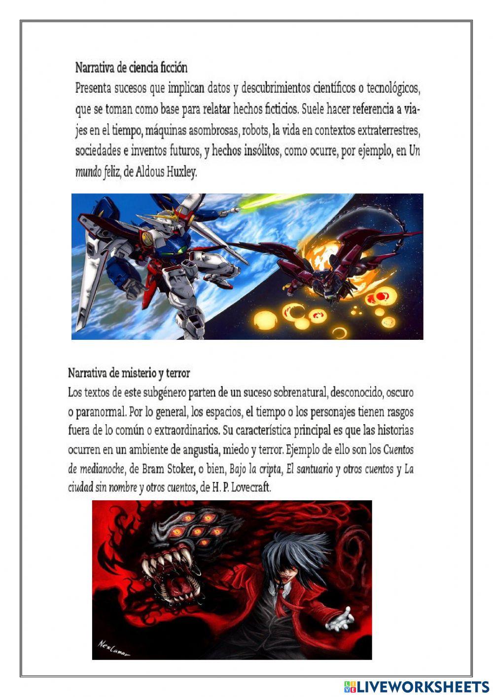 Leer un subgénero narrativo de tu preferencia