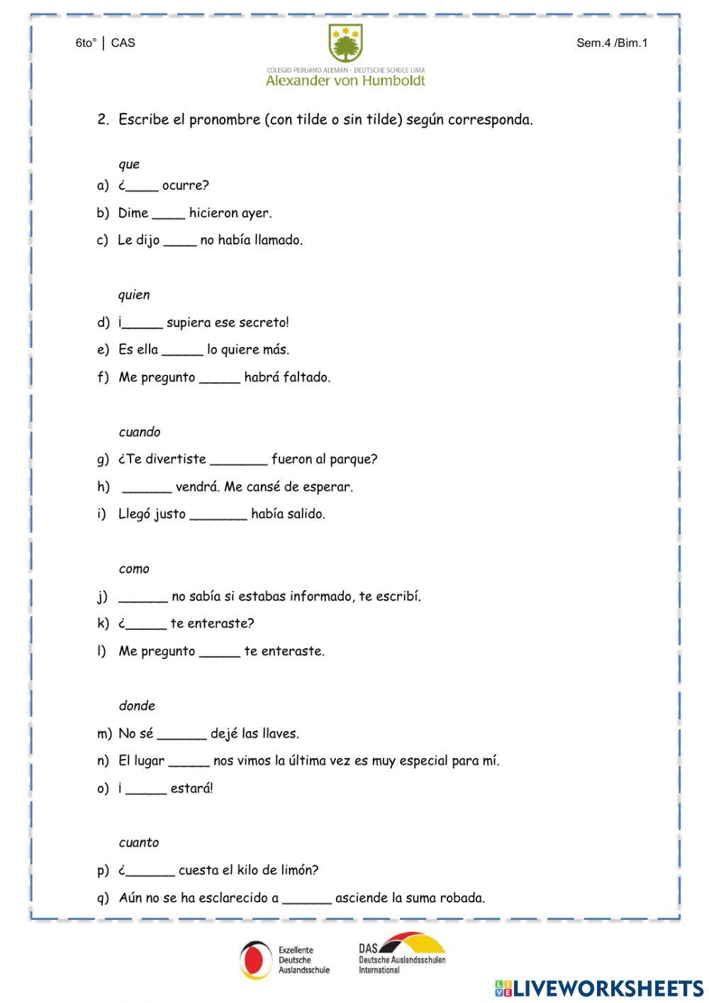 Tilde diacrítica en interrogativos y exclamativos