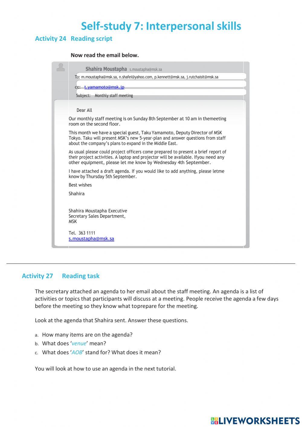 6492646 | Self-Study 7 | Hanouf | LiveWorksheets