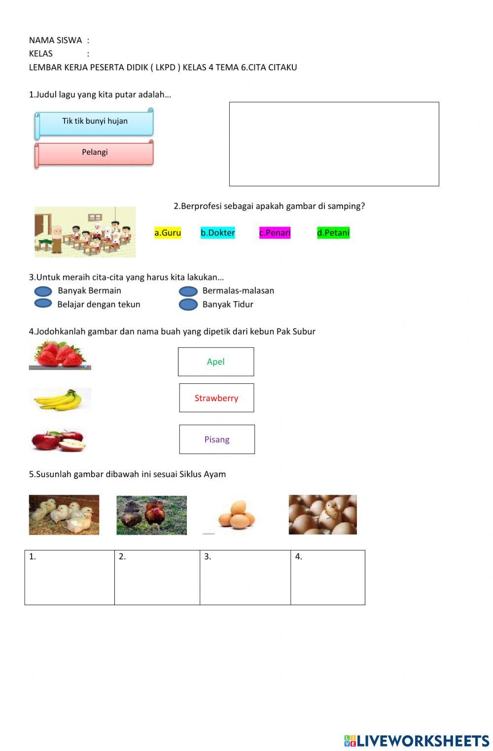 Download soal ukk tema 6 kelas 4 cita-citaku