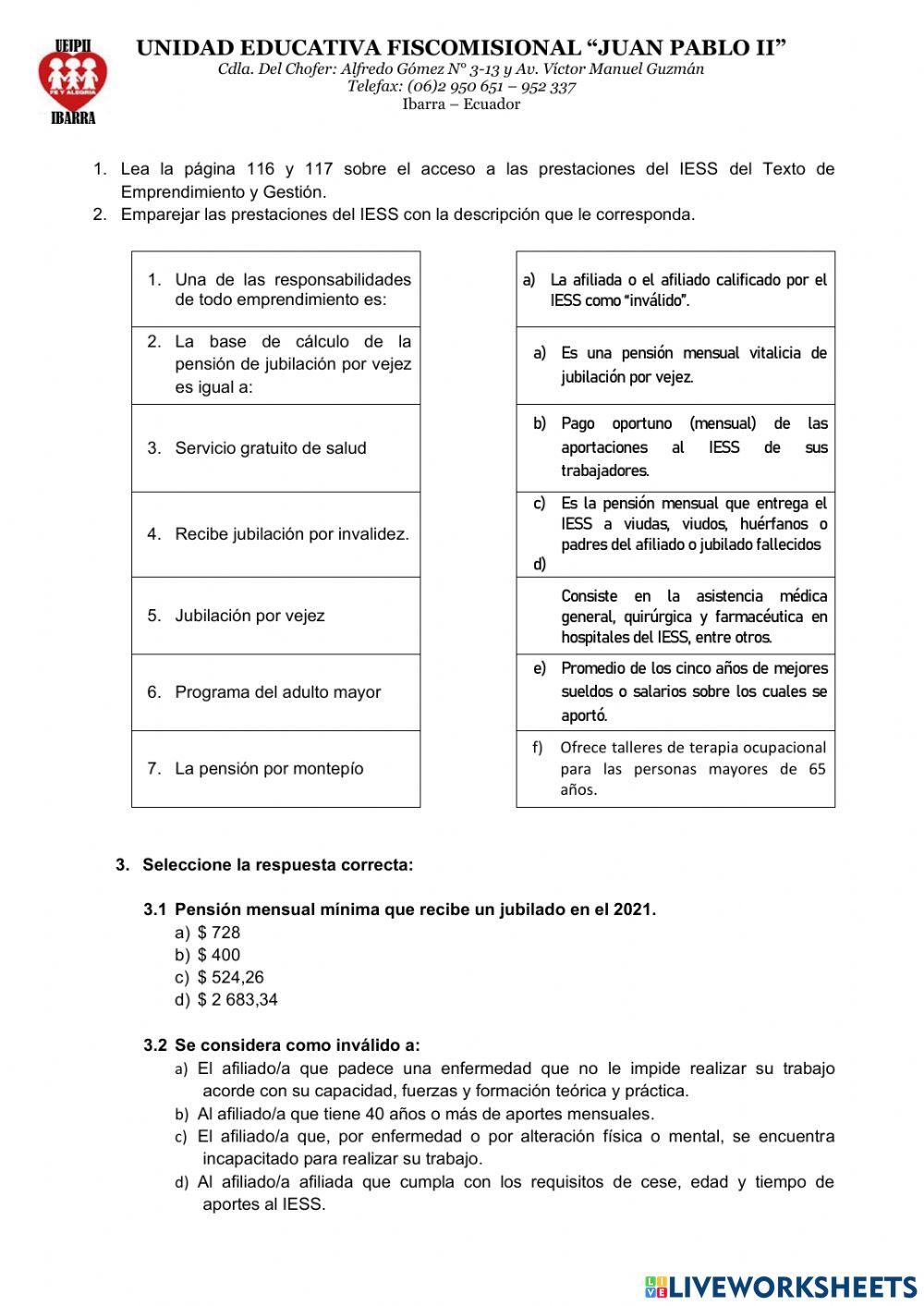 Prestaciones del iess