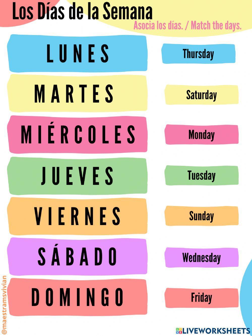 Los Días de la Semana Los Días de la Semana