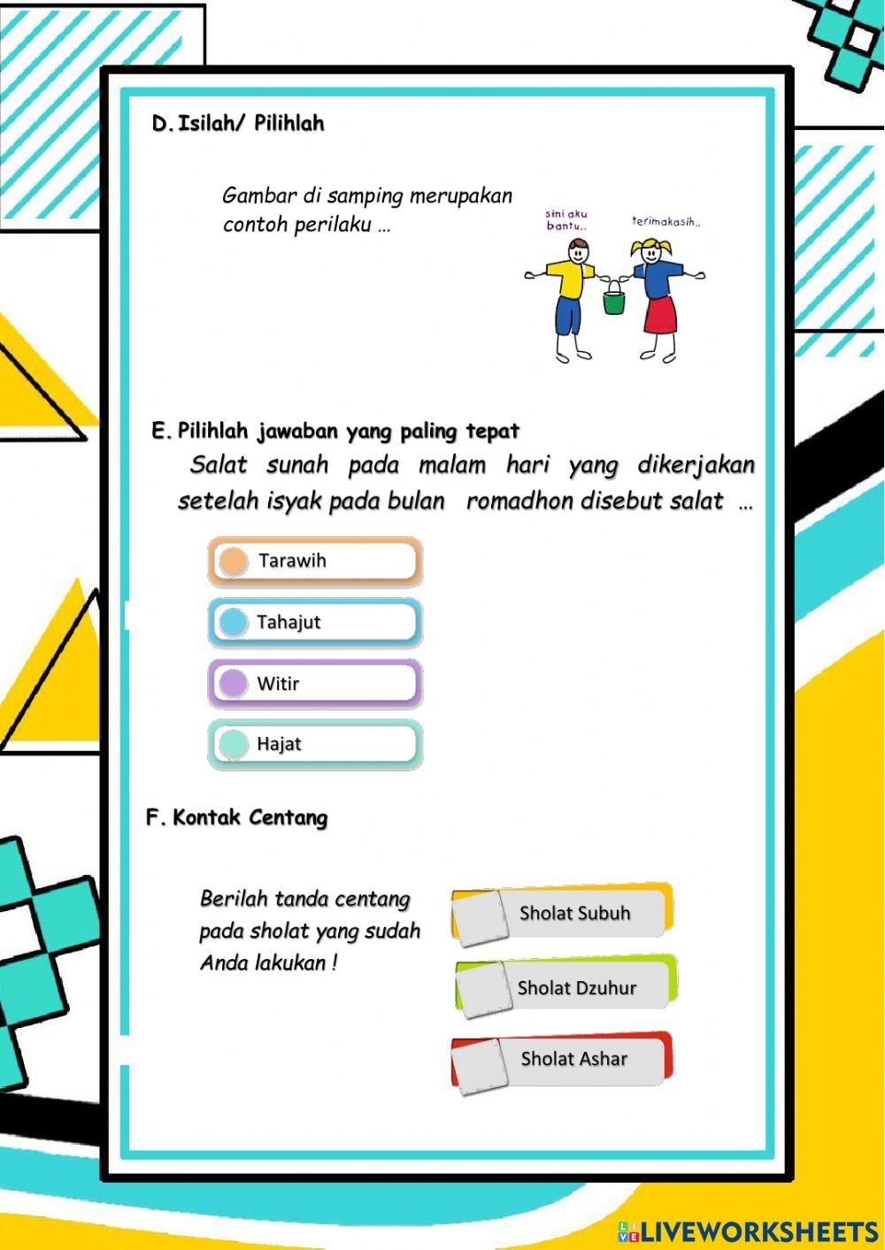 LKPD Sholat Tarawih dan Tadarus Alquran