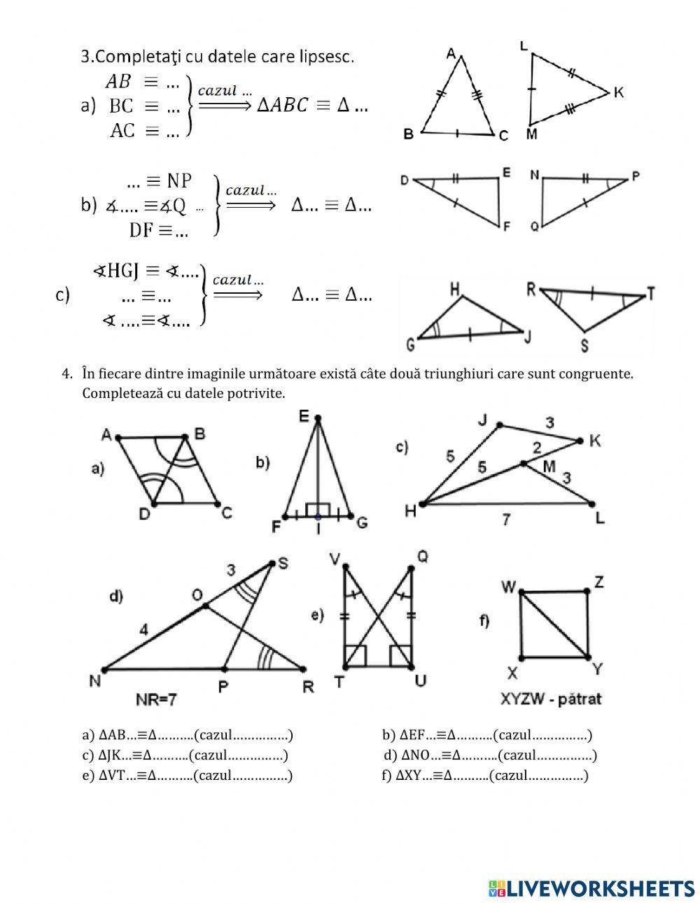 Criterii de congruenta a triunghiurilor