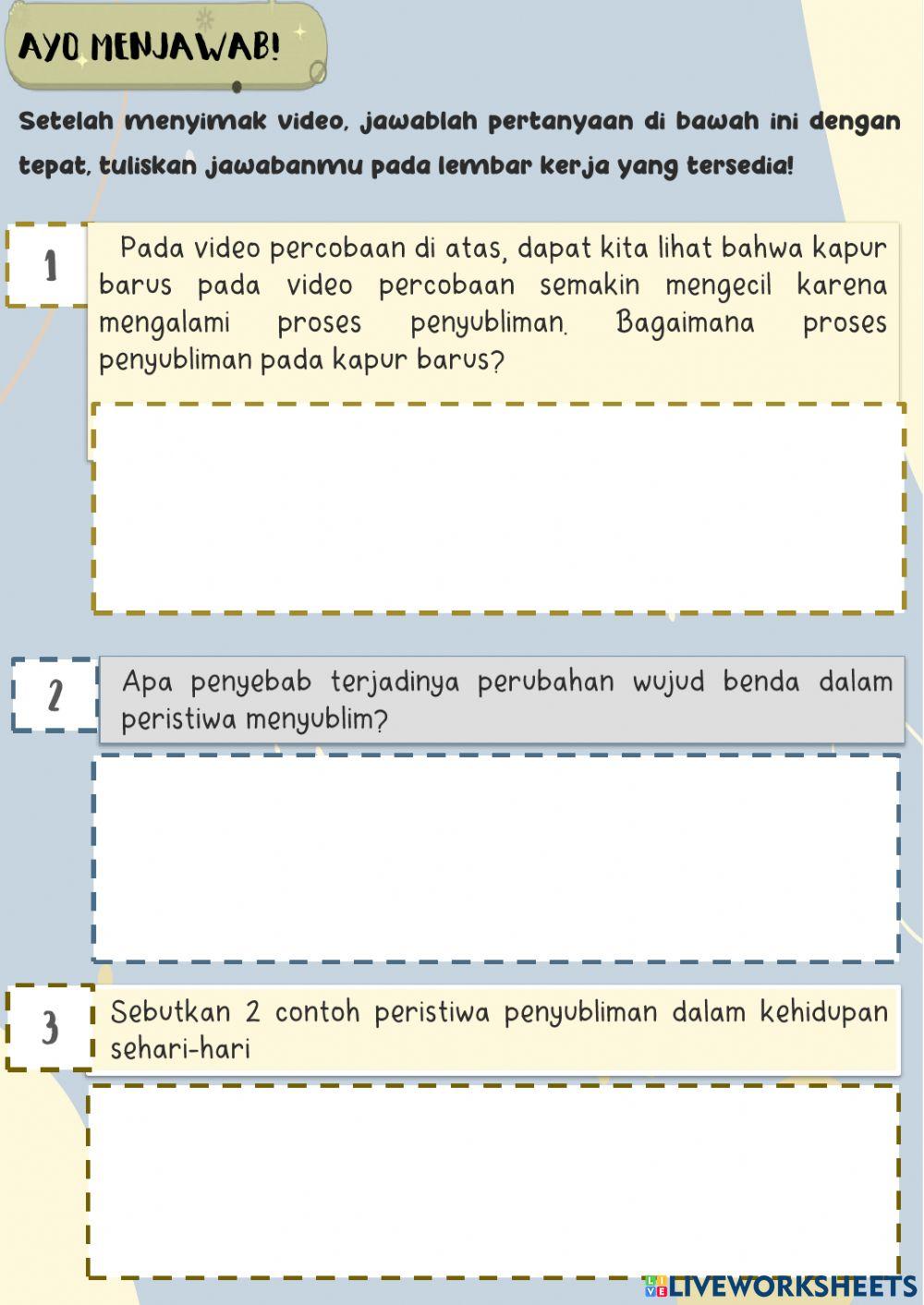 Kegiatan 1 (Menyublim)