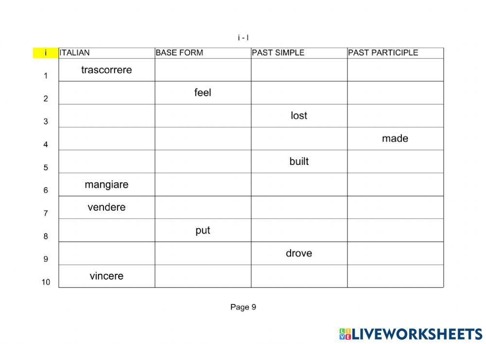 Irregular Verbs test