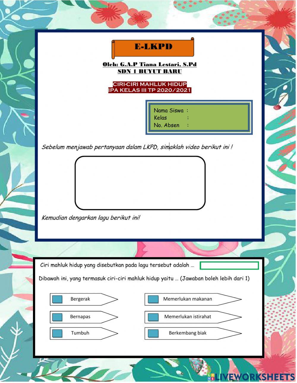 LPKD Ciri-Ciri Mahluk Hidup