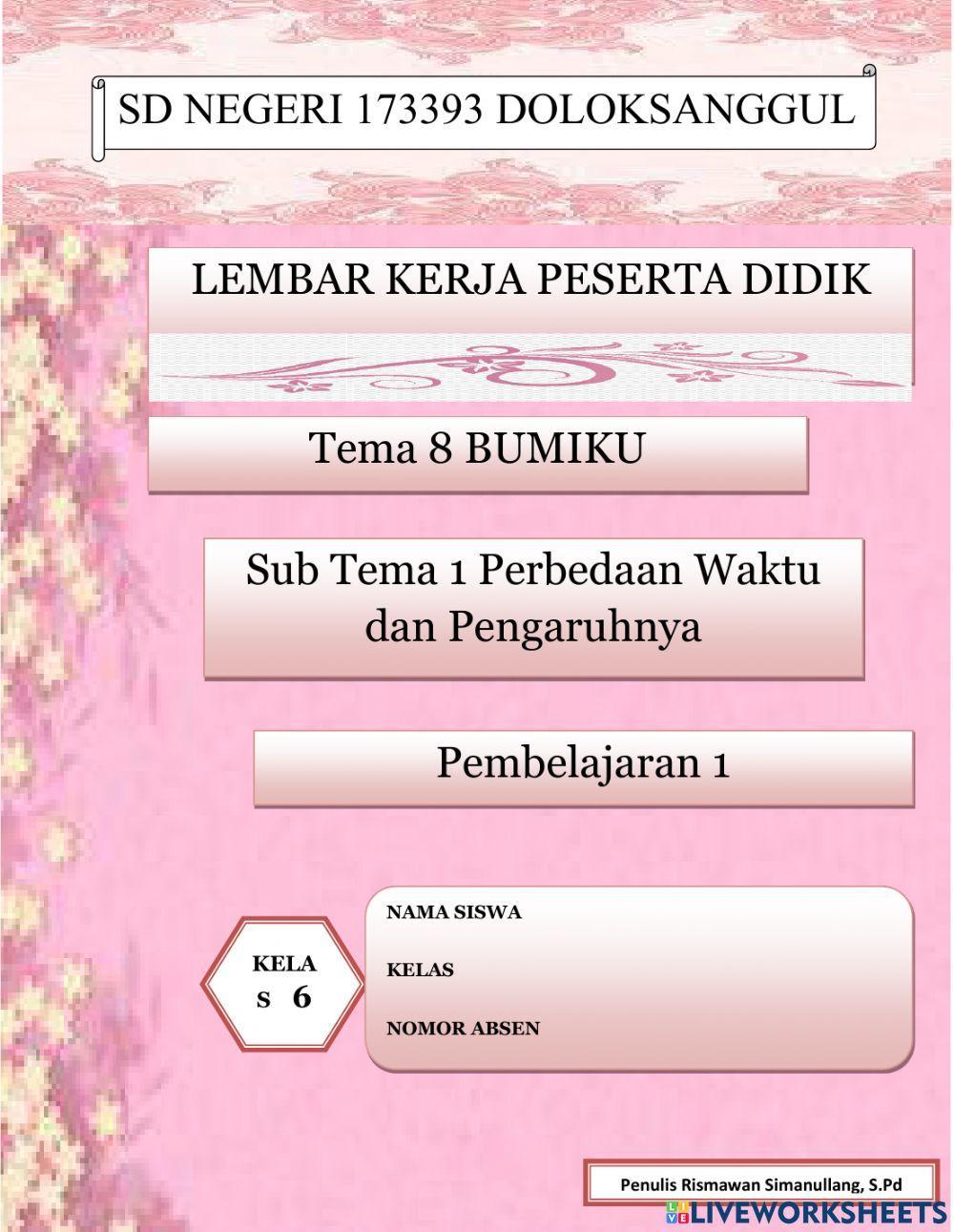 LKPD Kelas 6 Tema 8 Subtema 1 Pembelajaran 1