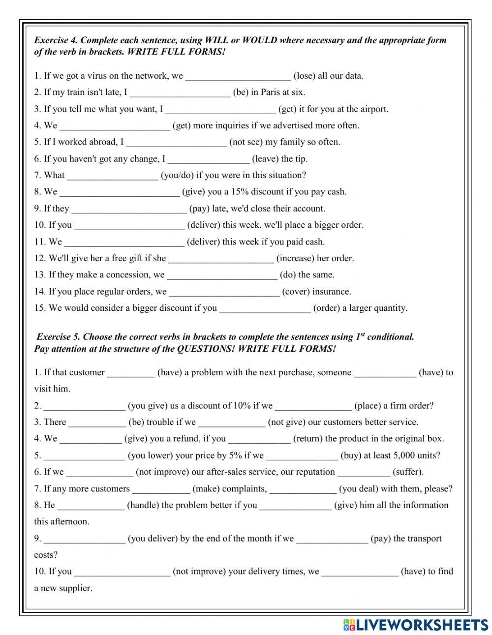 First and second conditionals