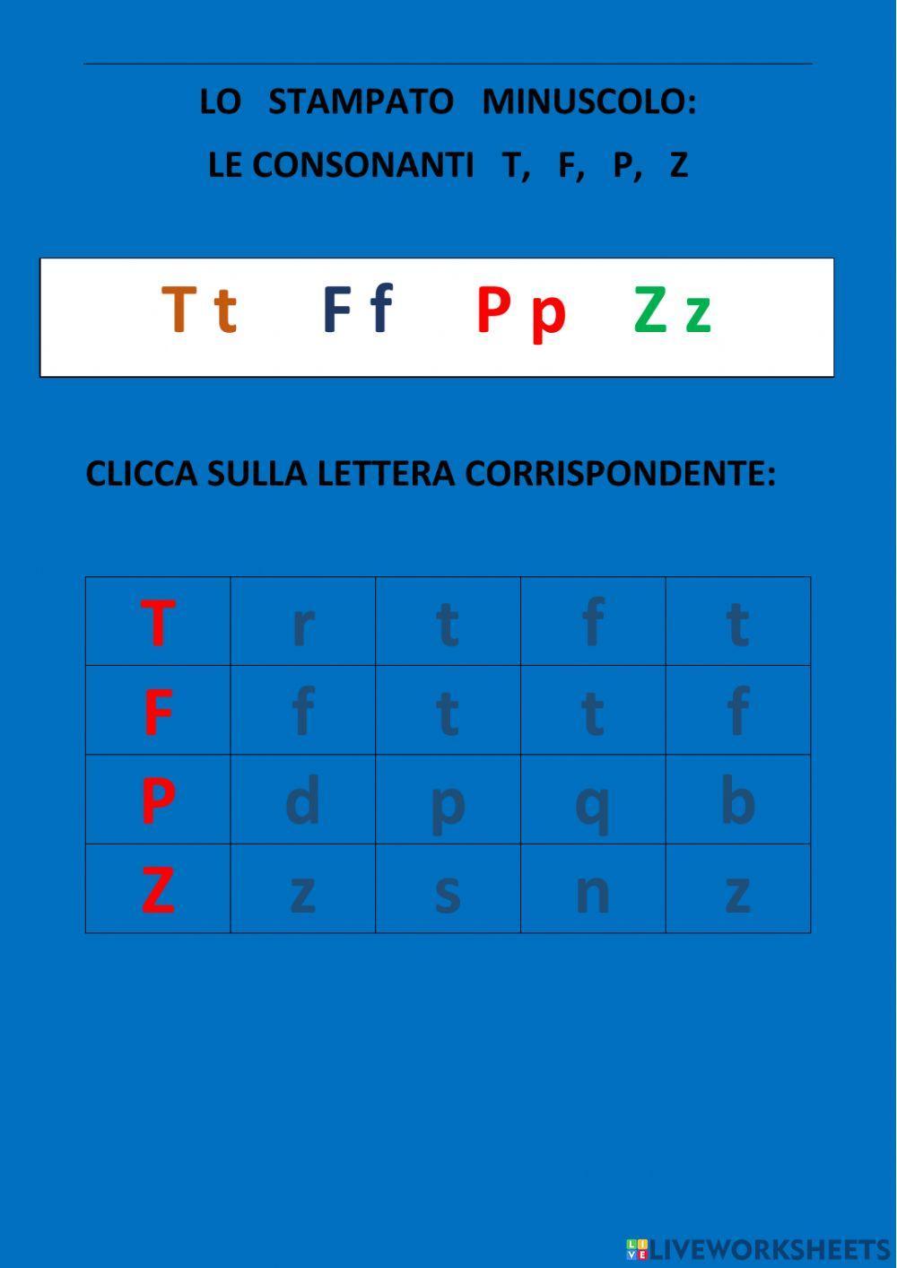 Lo stampato minuscolo: t, f, p, z