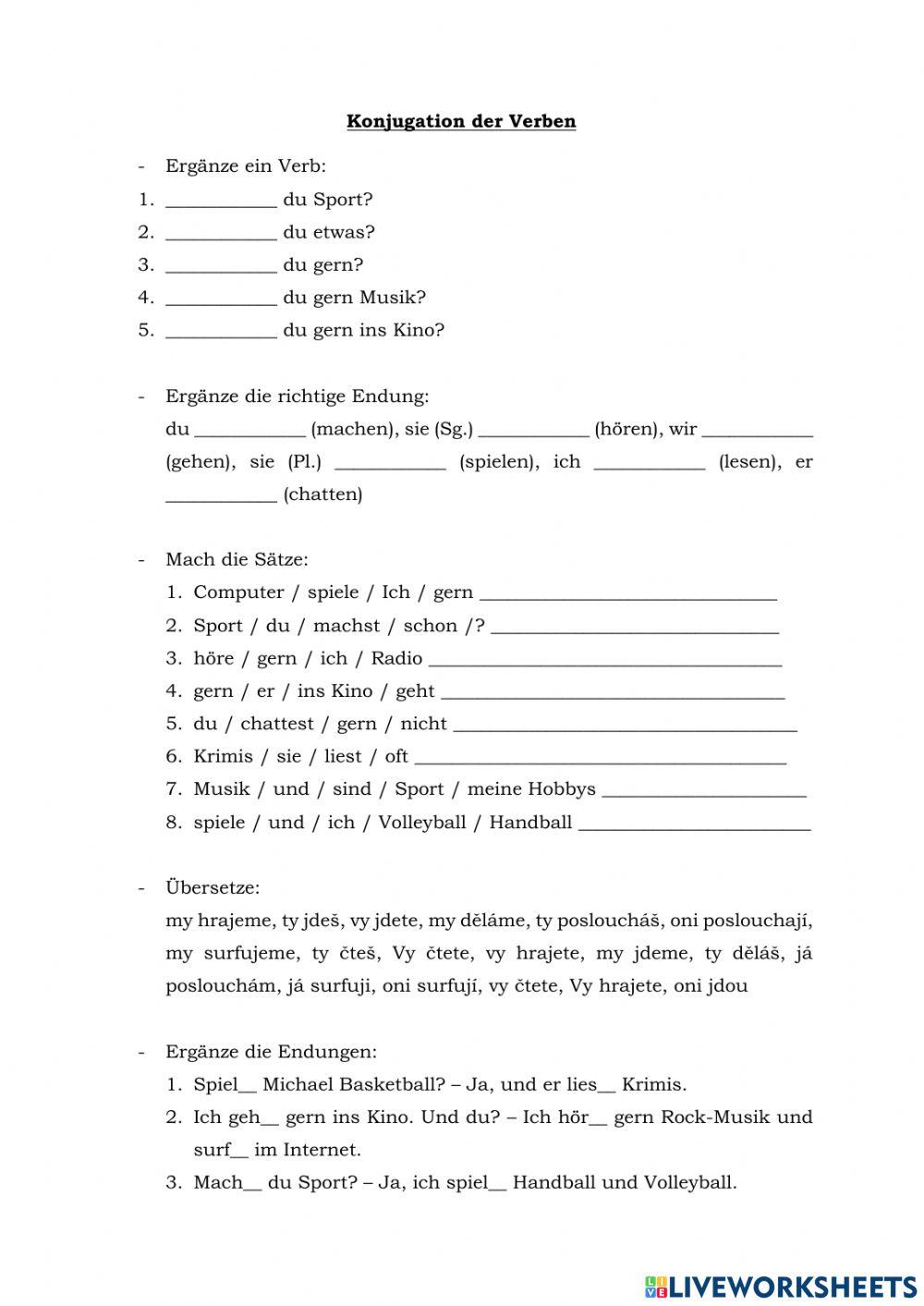 Konjugation der Verben