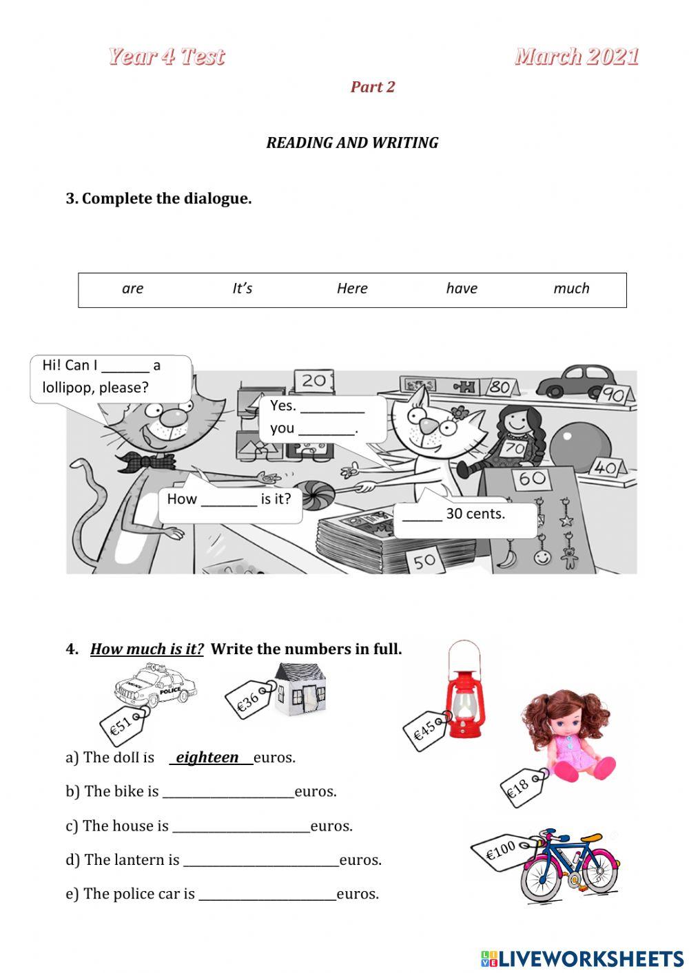 Test 4 March 2021 part 2 how much is it