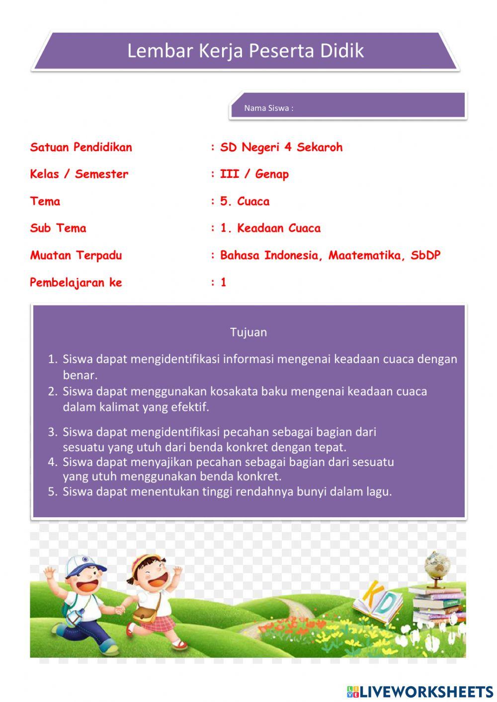 E-LKPD Tema 5 Subtema 1 Pembelajaran 1 FINISH