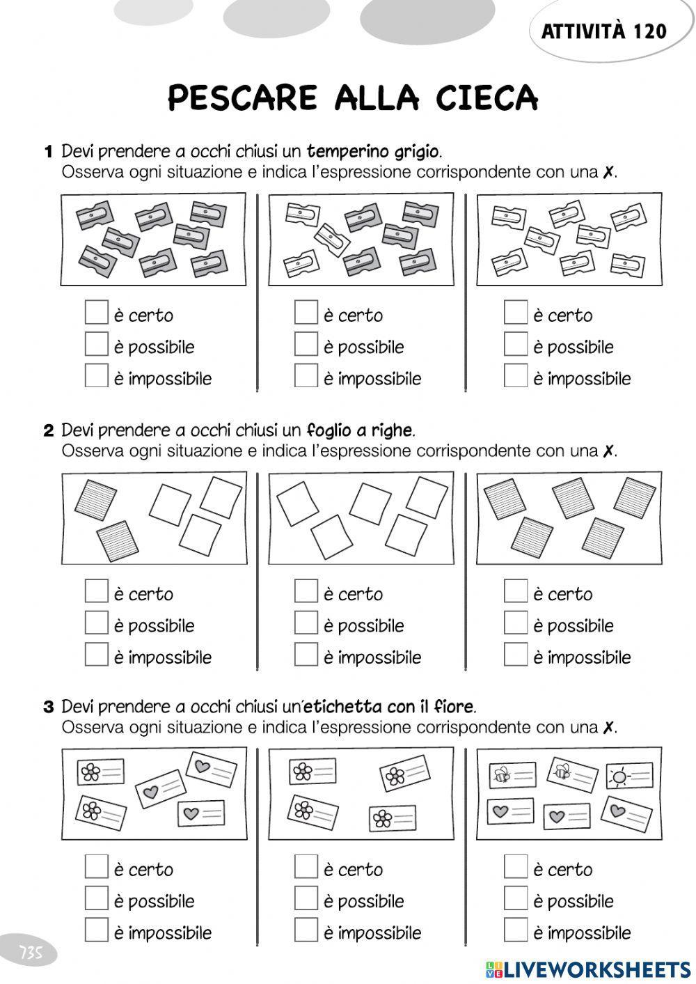 Le probabilità: certo, possibile, impossibile