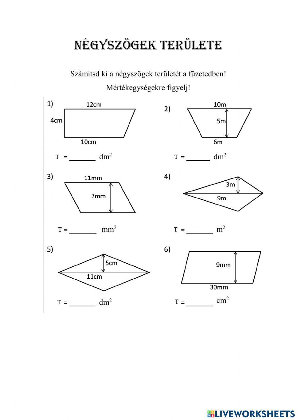Négyszögek területe