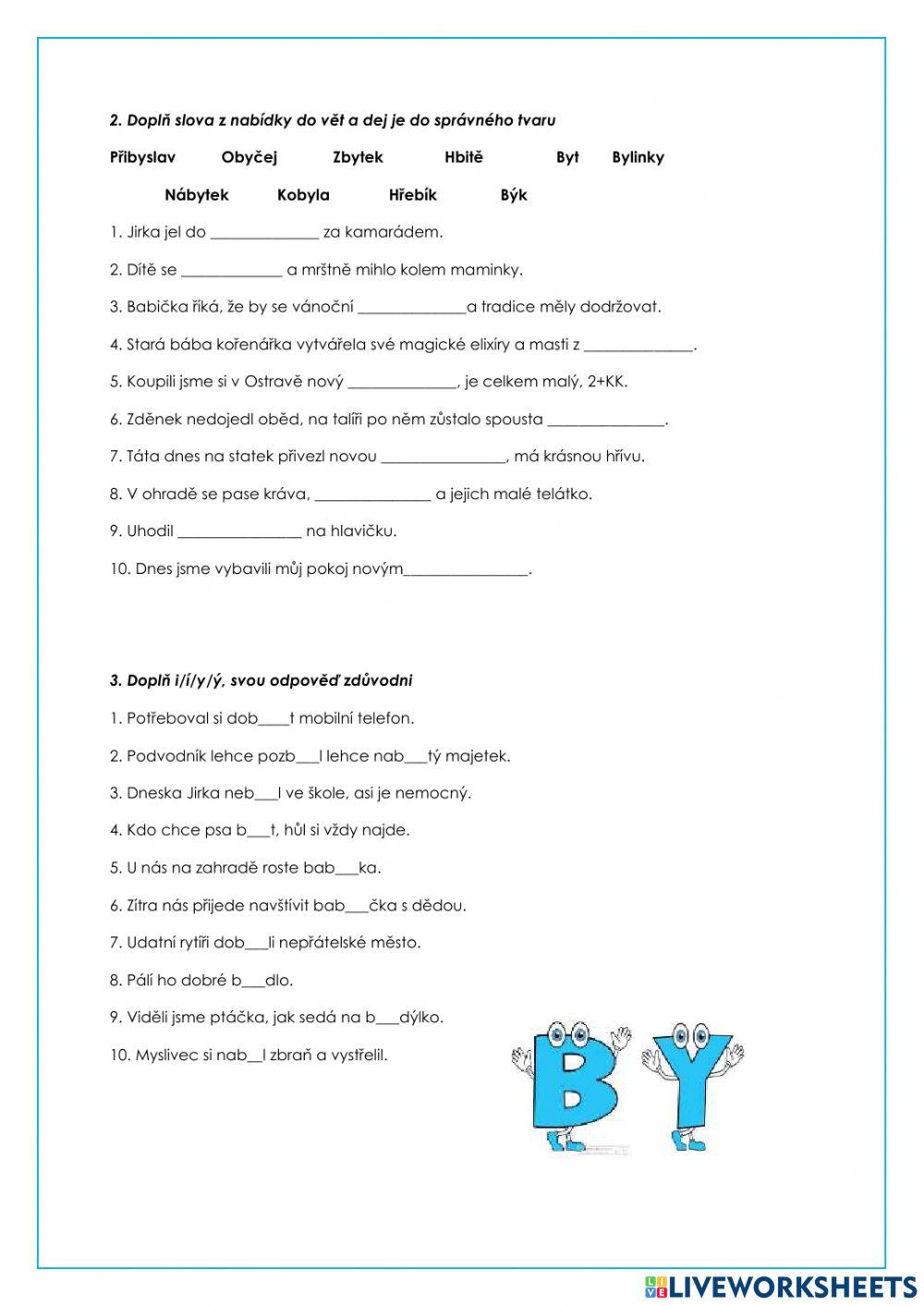 Český jazyk - vyjmenovaná slova po B