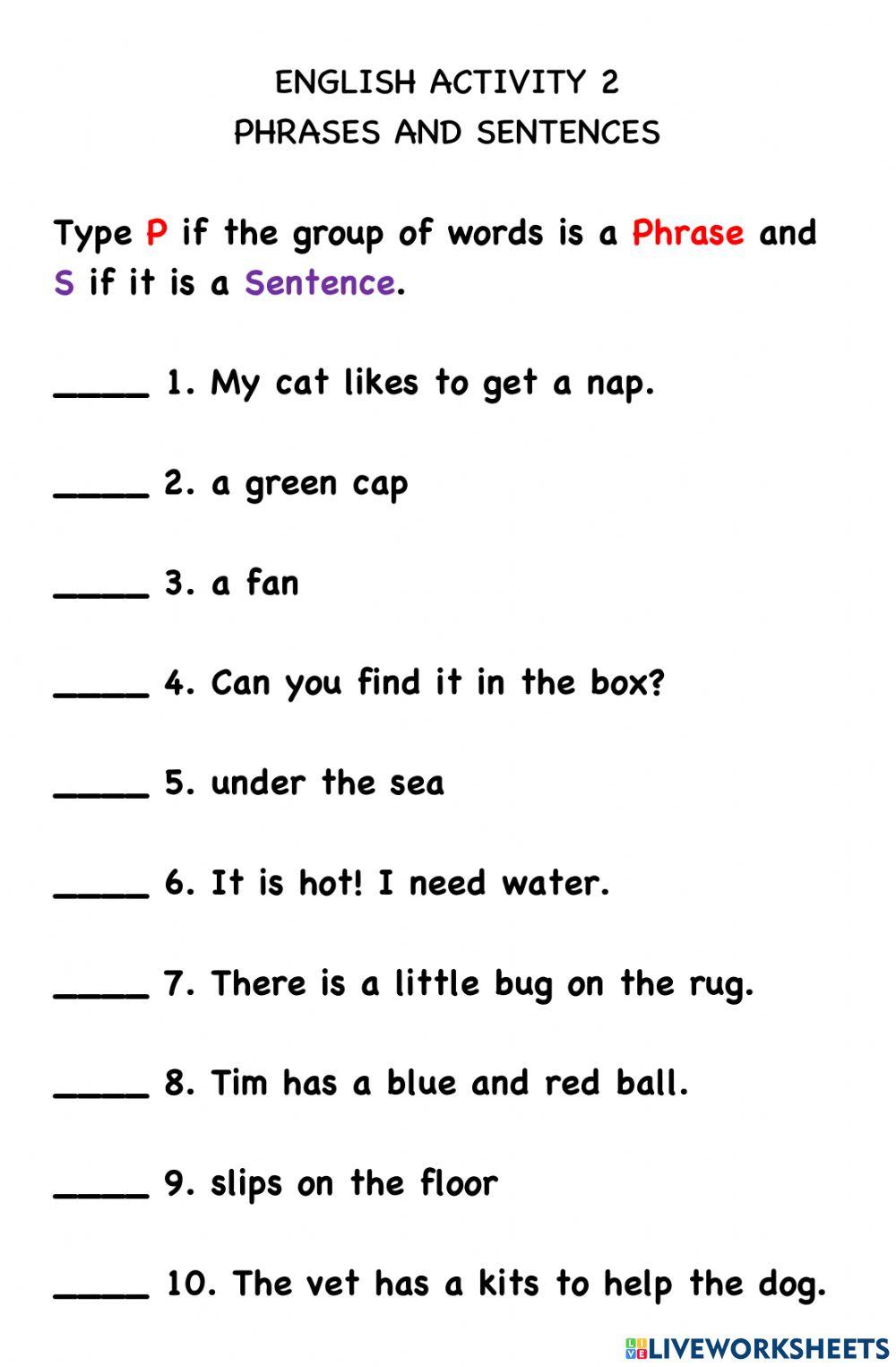 Eng W3 - Phrases and Sentences
