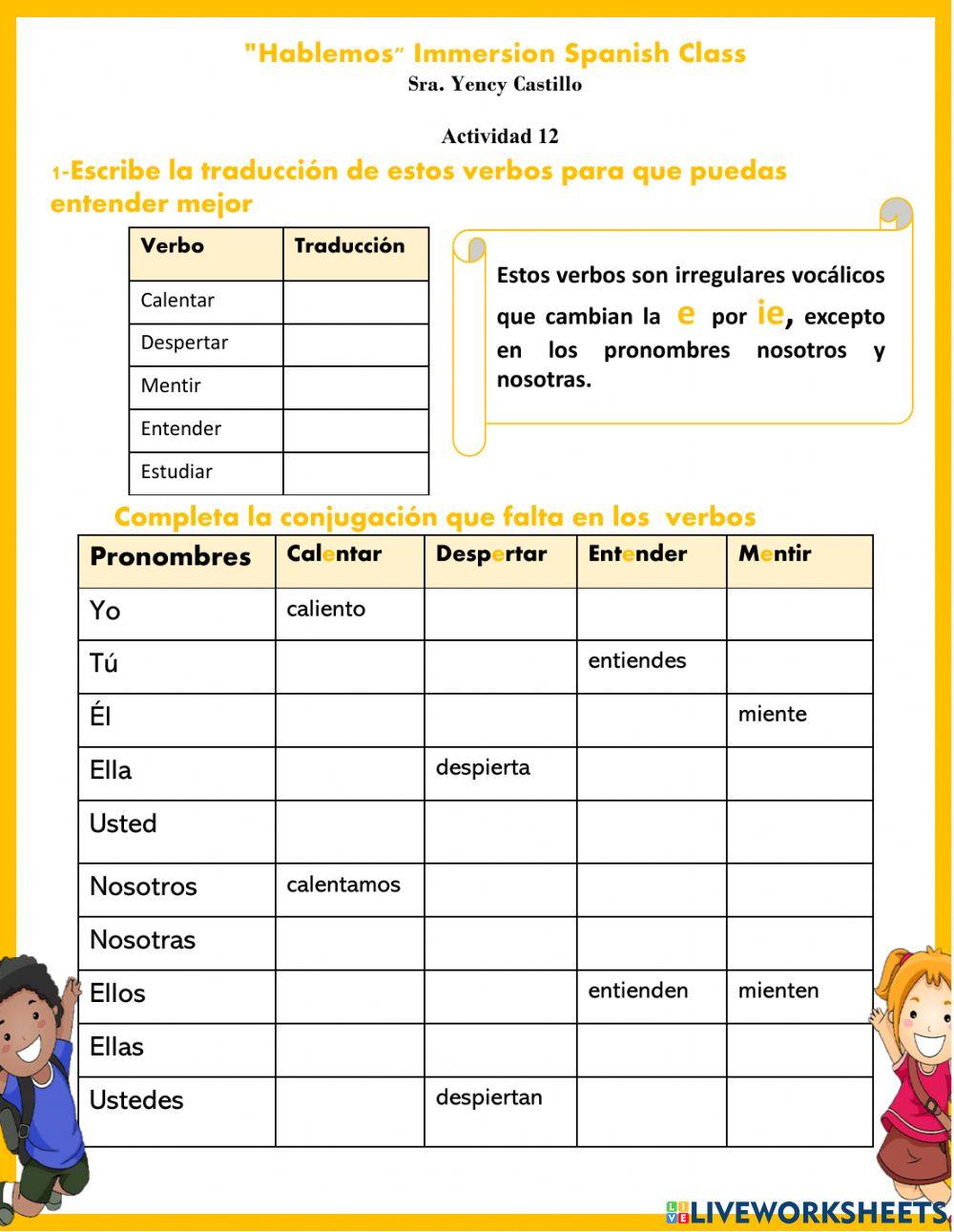 Verbos irregulares vocalicos