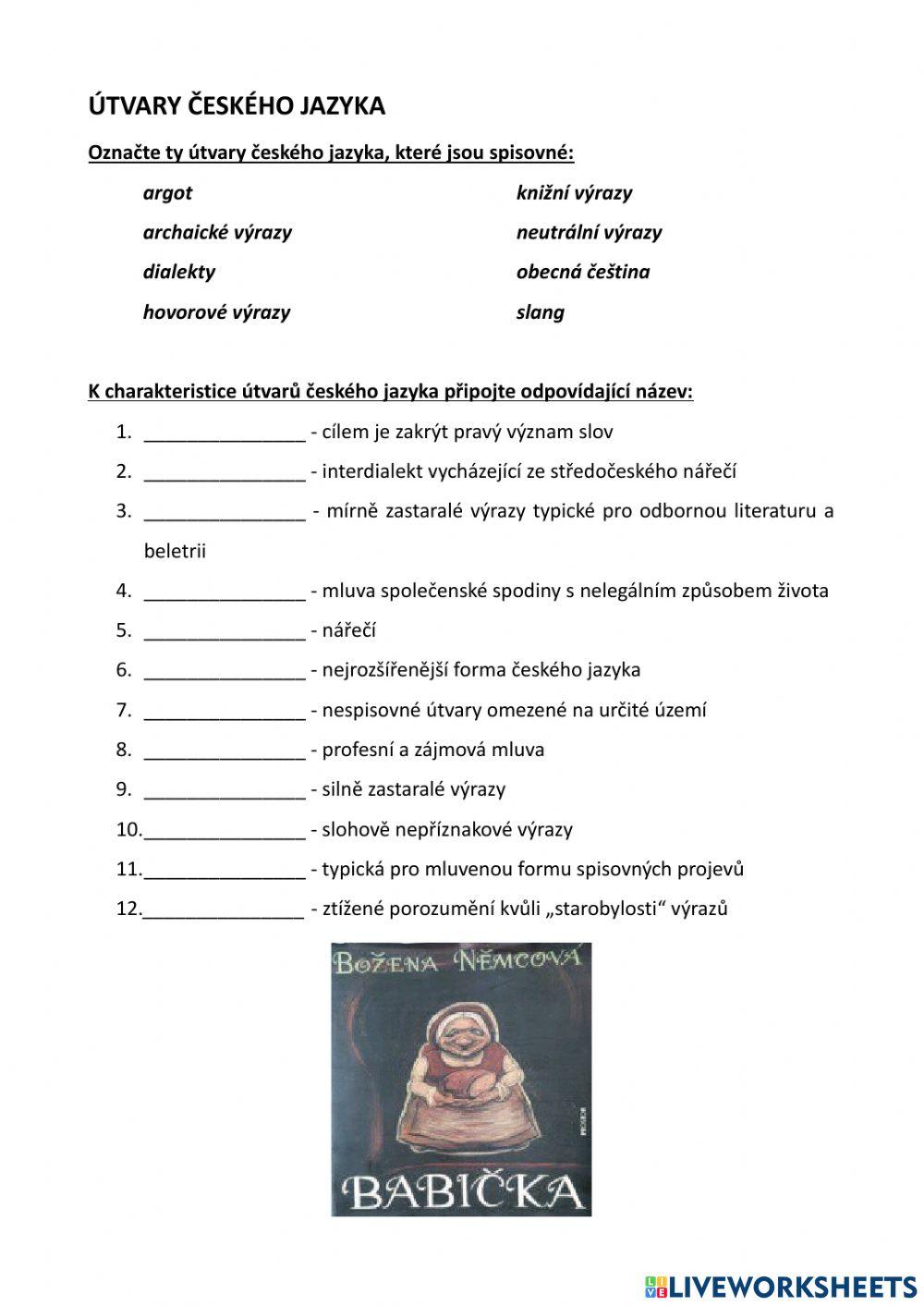 Útvary českého jazyka v Babičce Boženy Němcové