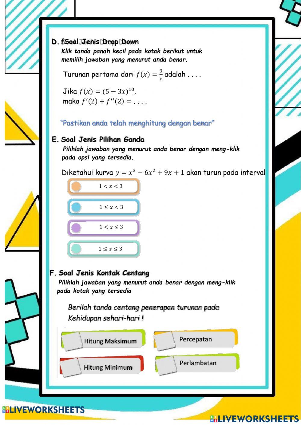 LKPD TURUNAN FUNGSI ALJABAR