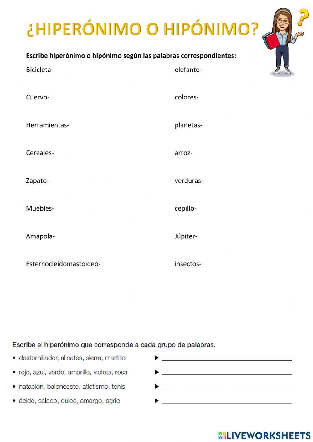 Hiperónimo e hiponimo