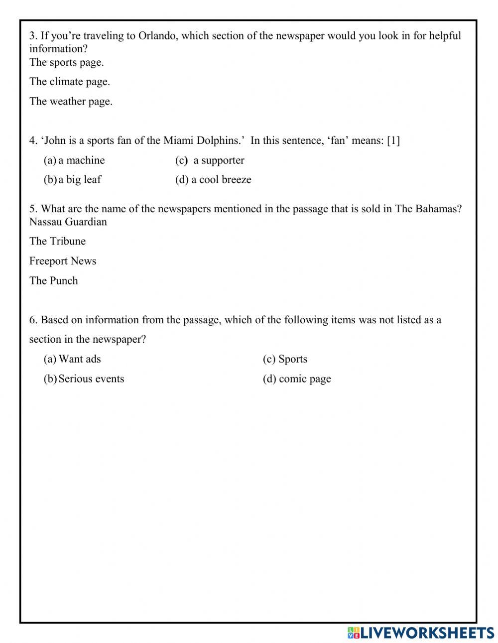 Reading Comprehension (Read Read)