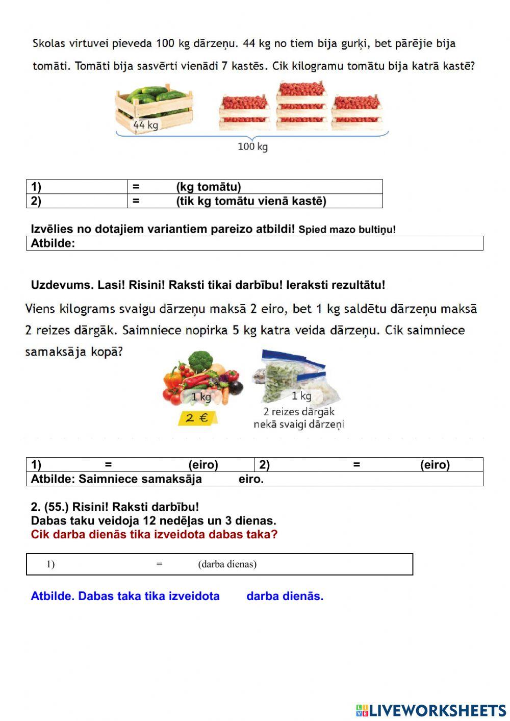 Matemātiksās darbības līdz 100.