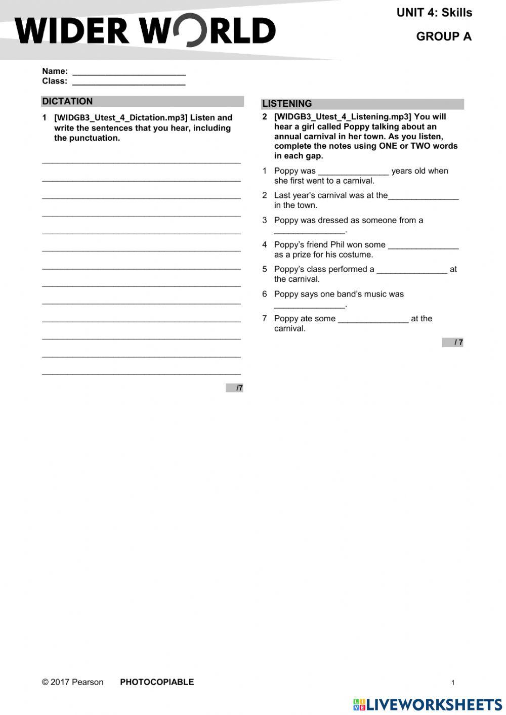 Wider World 3 Unit 4 Skills