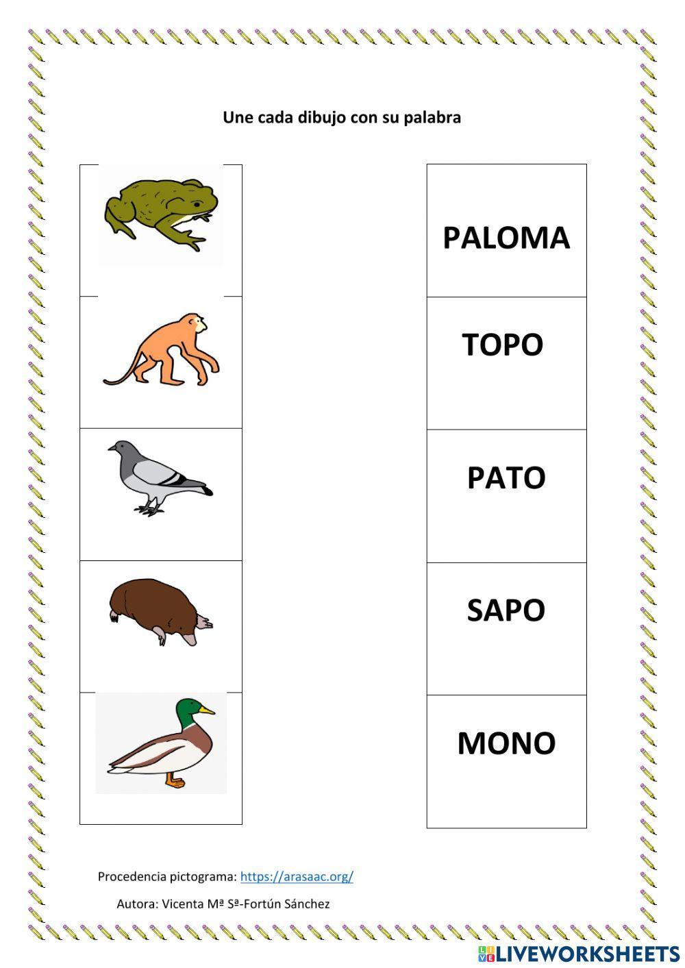 Une cada animal con su nombre