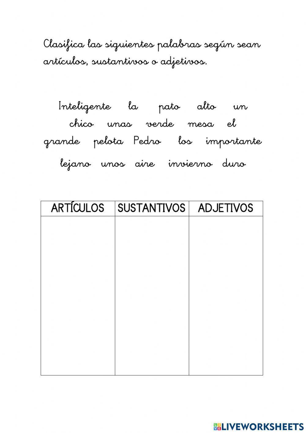 Categorías de palabras