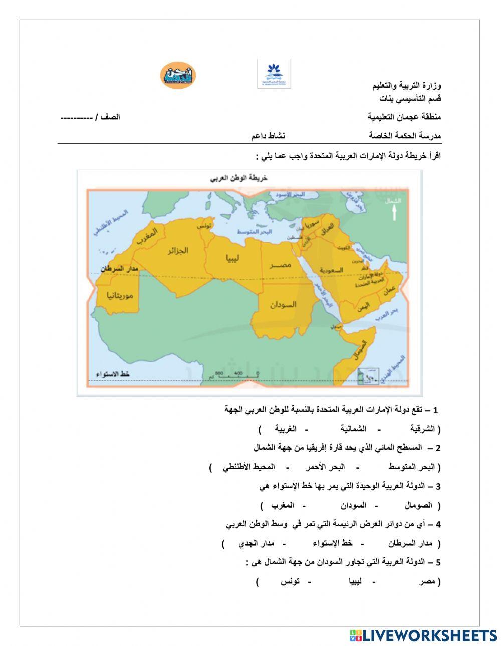 خريطة الوطن العربي