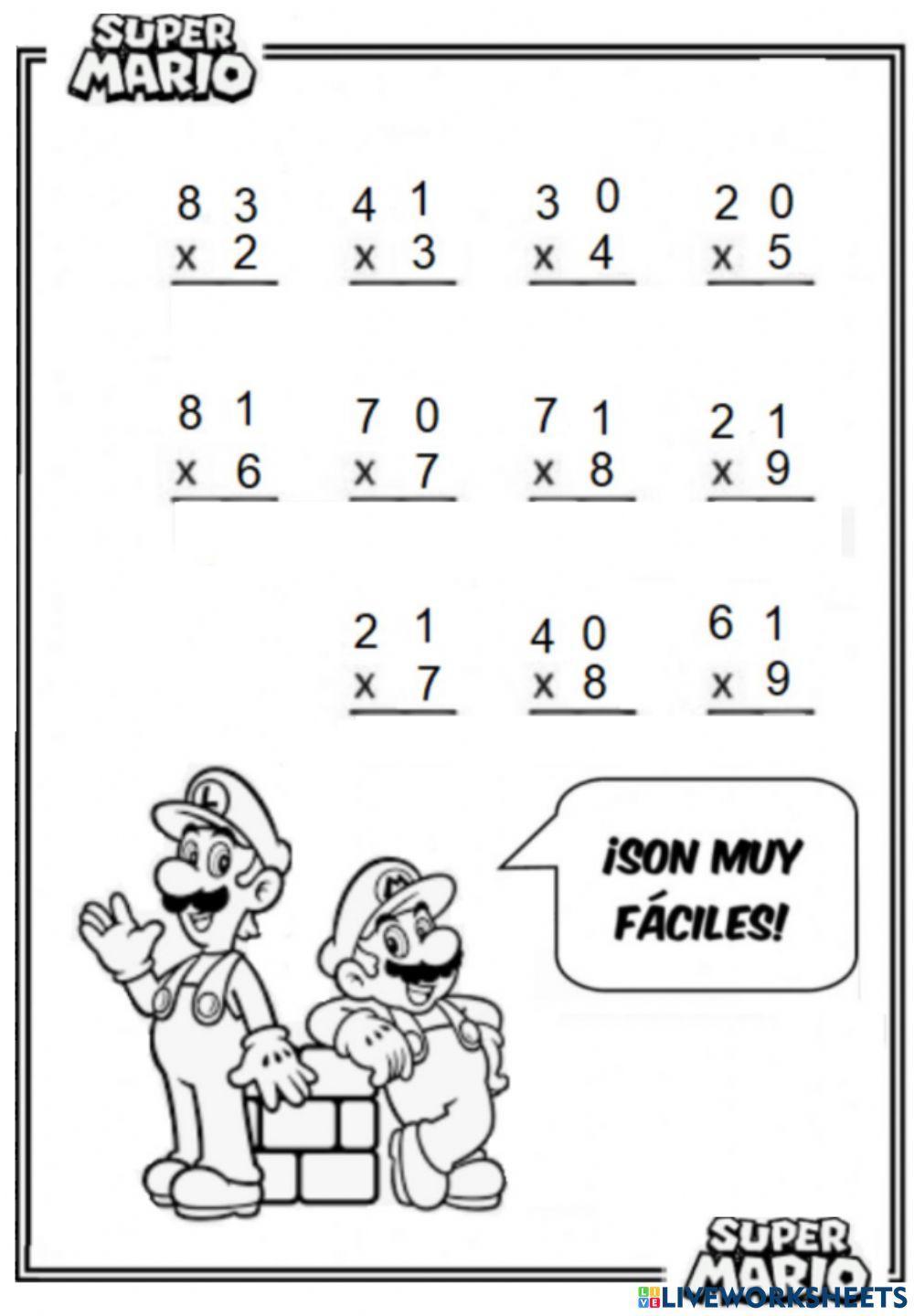 Multiplicaciones sin llevadas