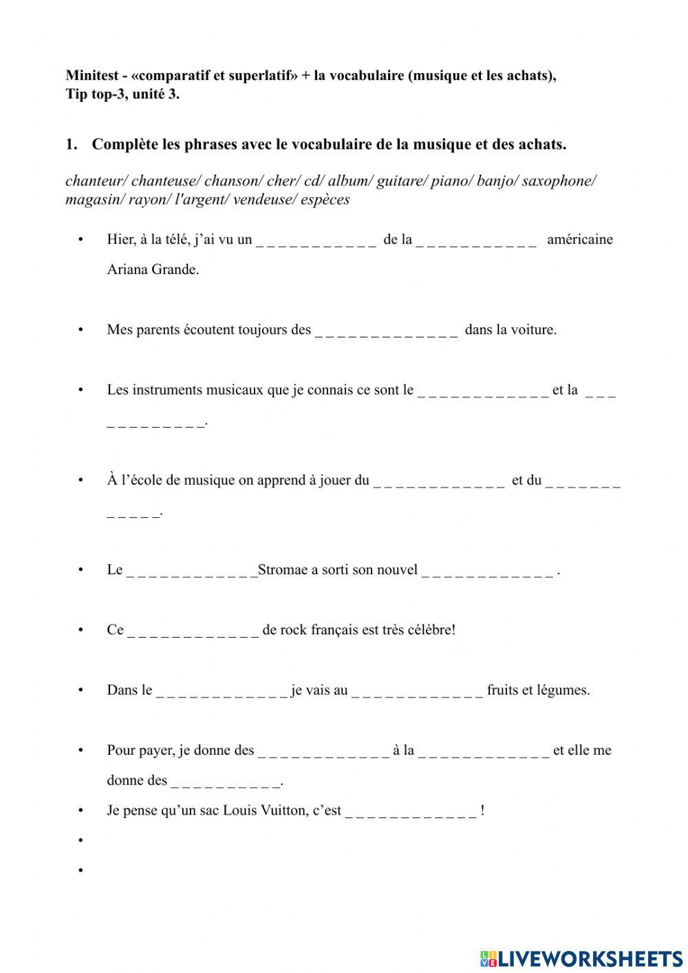 Unitr 3. Pour un councours. plus-moins que