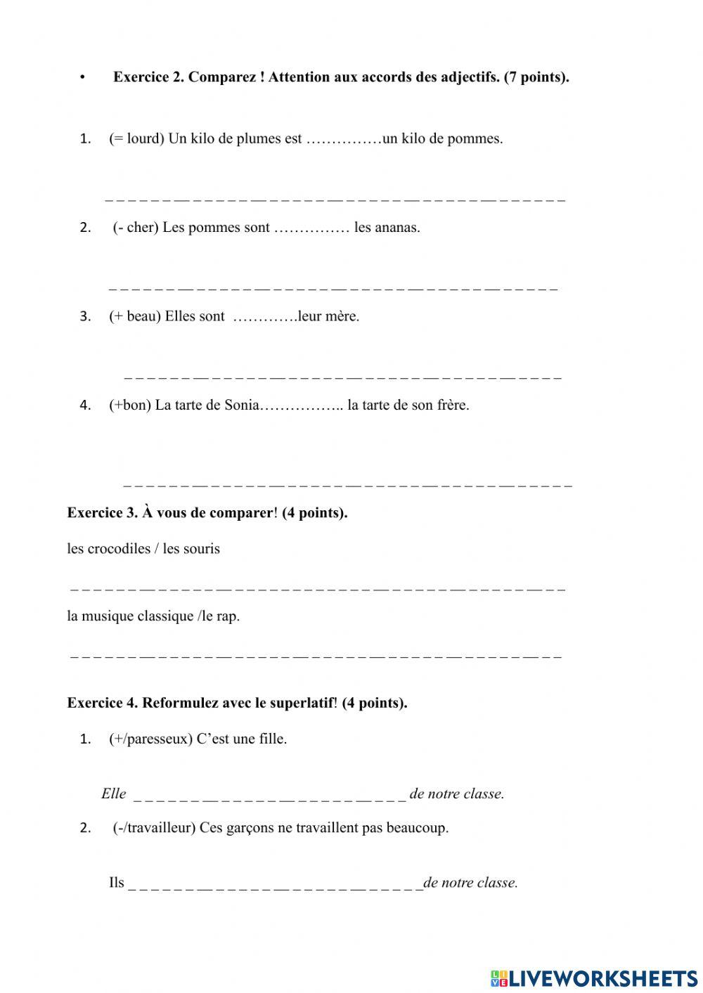 Unitr 3. Pour un councours. plus-moins que