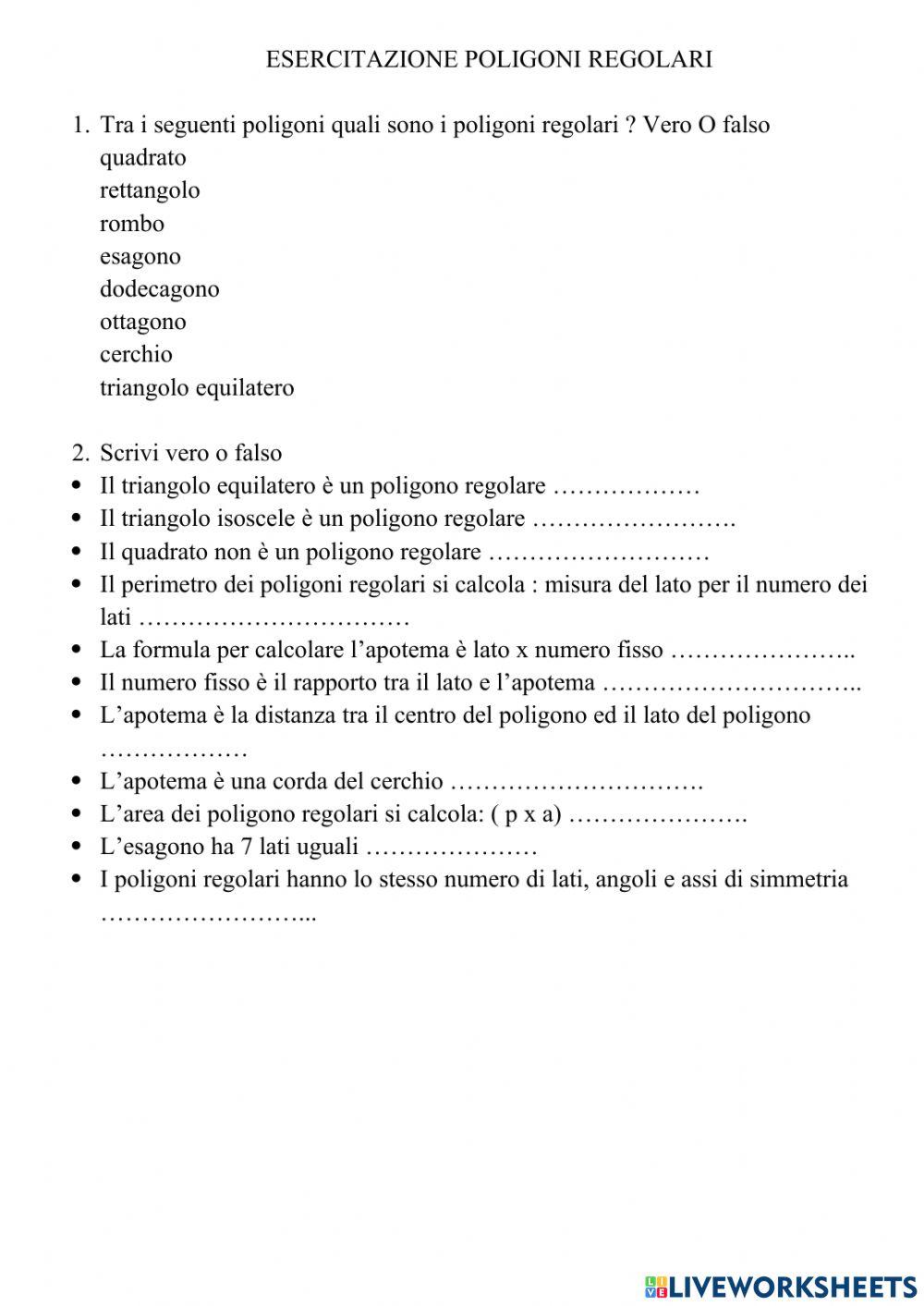 Esercitazione poligoni regolari