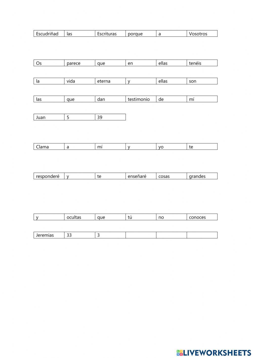 Completar versiculos de la Biblia