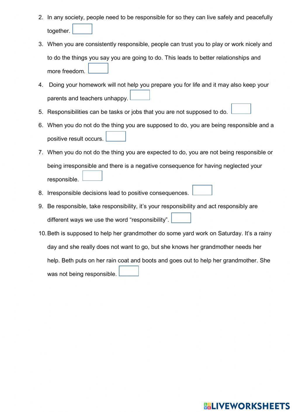 Civic in english: responsibility