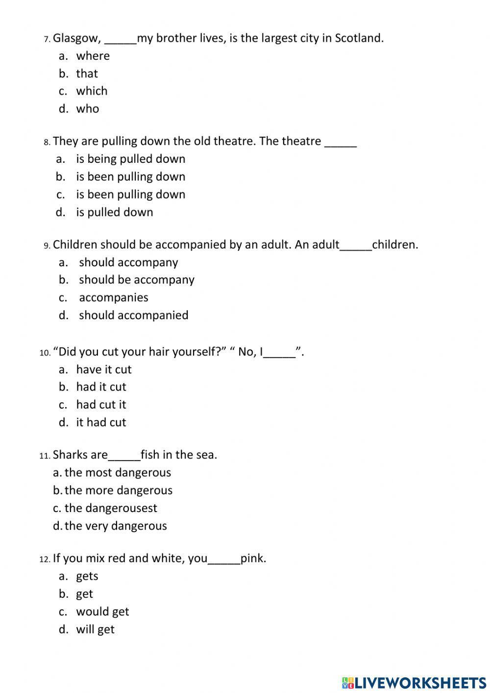 Aptis grammar and vocabulary