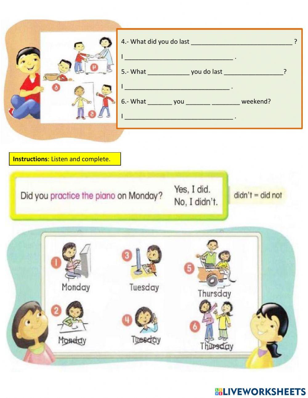 Past Simple at the weekend