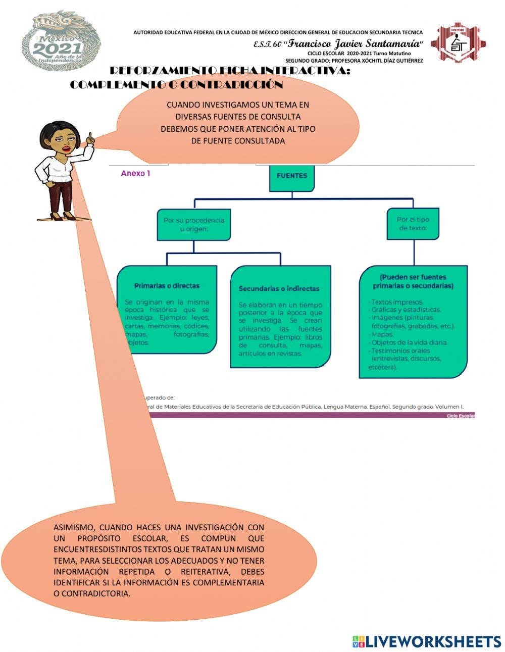 Reforzamiento ficha interactiva complemento o contradiccion