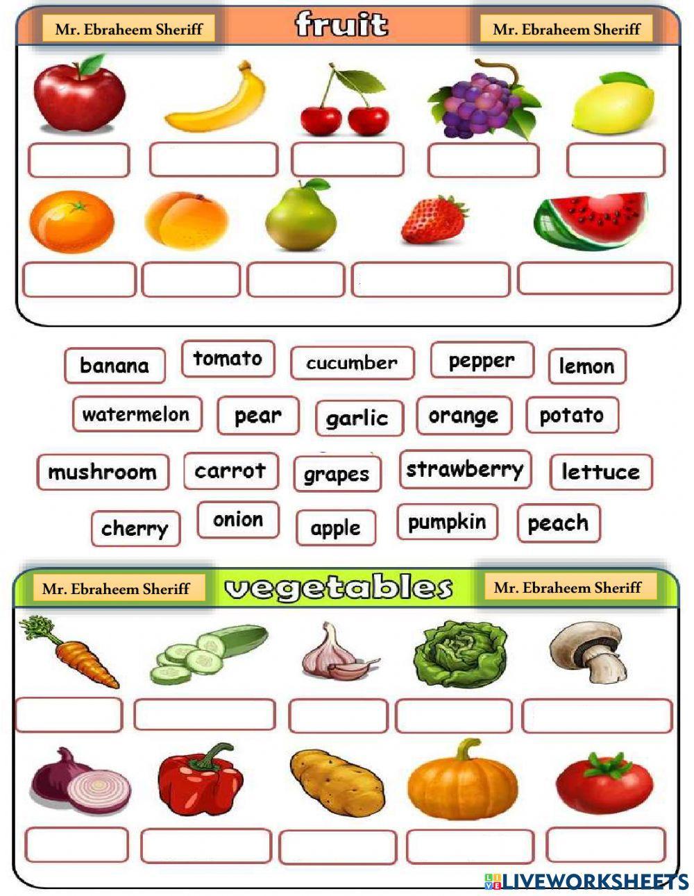 Fruits and Vegetables Fruits and Vegetables