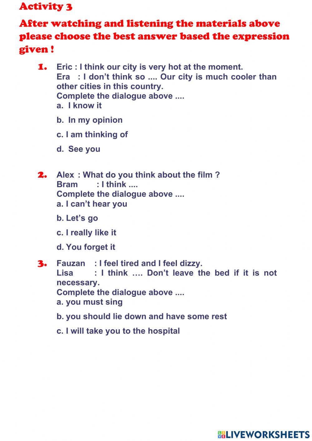 Asking and giving opinion