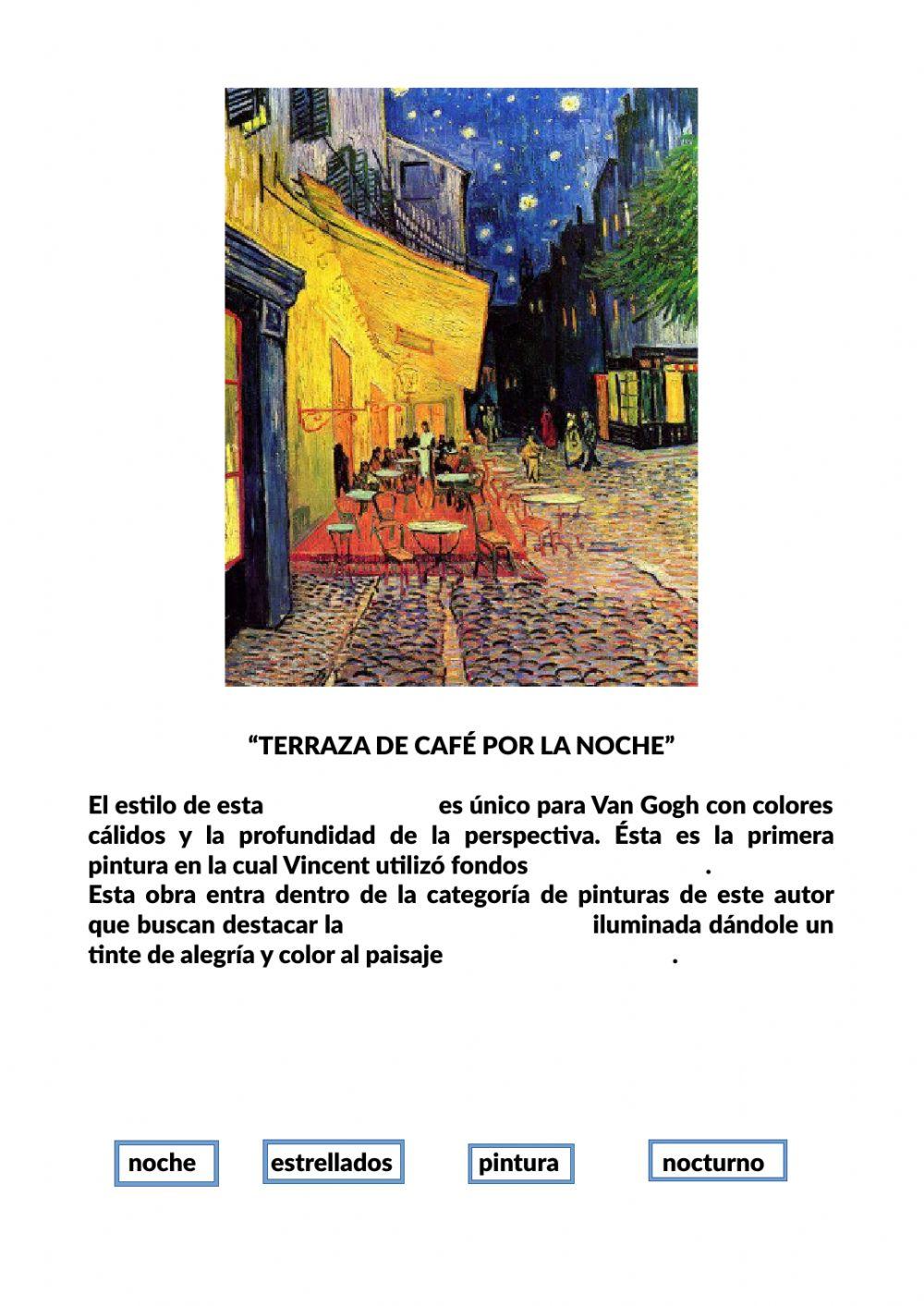 Completa el texto sobre la obra -Terraza de café por la noche-