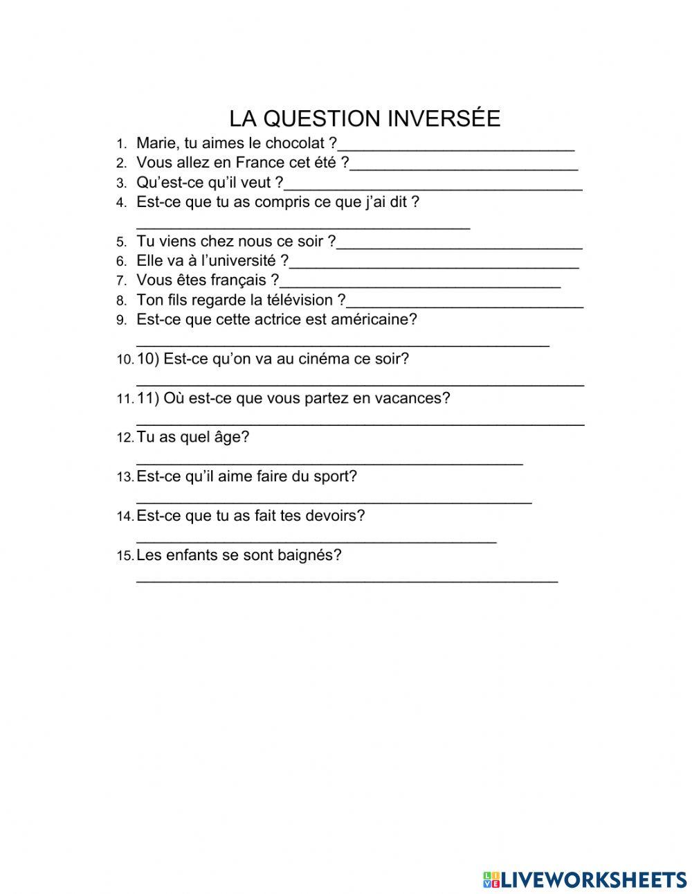 La question  inversée