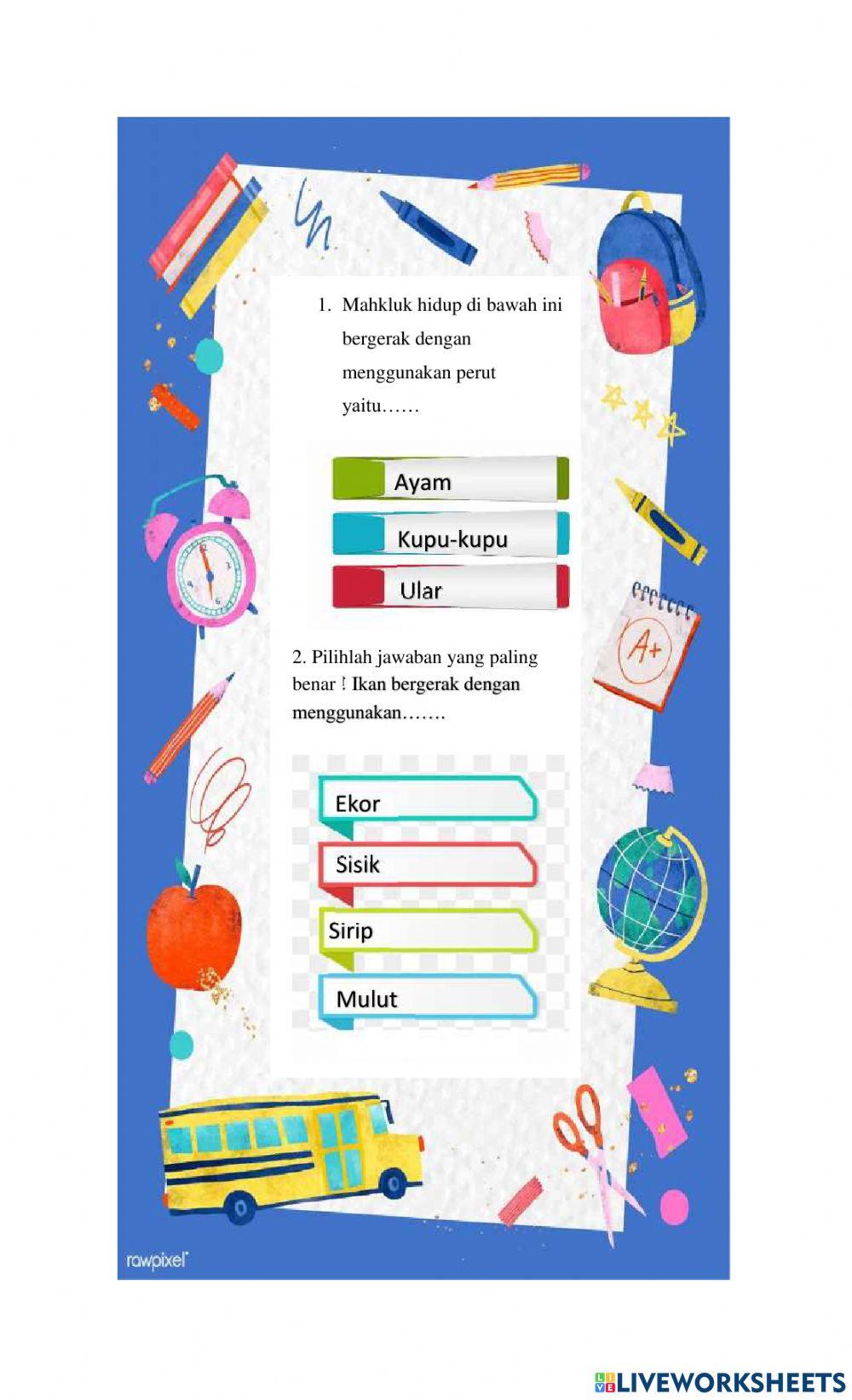 Tema 1 : Ciri-Ciri Mahkluk Hidup Sub Tema 2