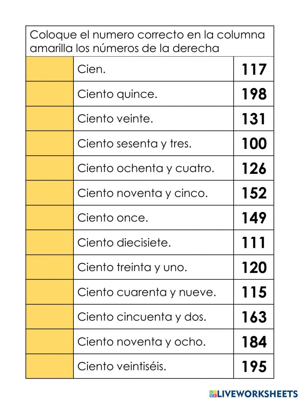 Números familia del 100