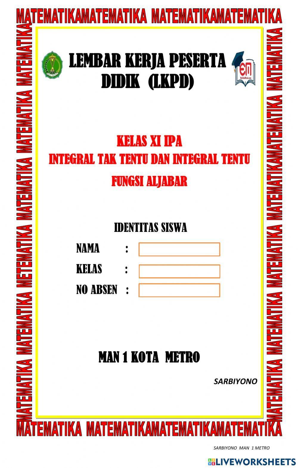 Integral tak tentu dan tentu