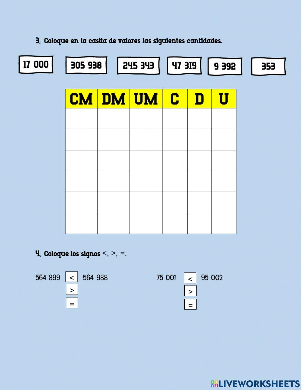 Escritura de cantidades hasta 999 999